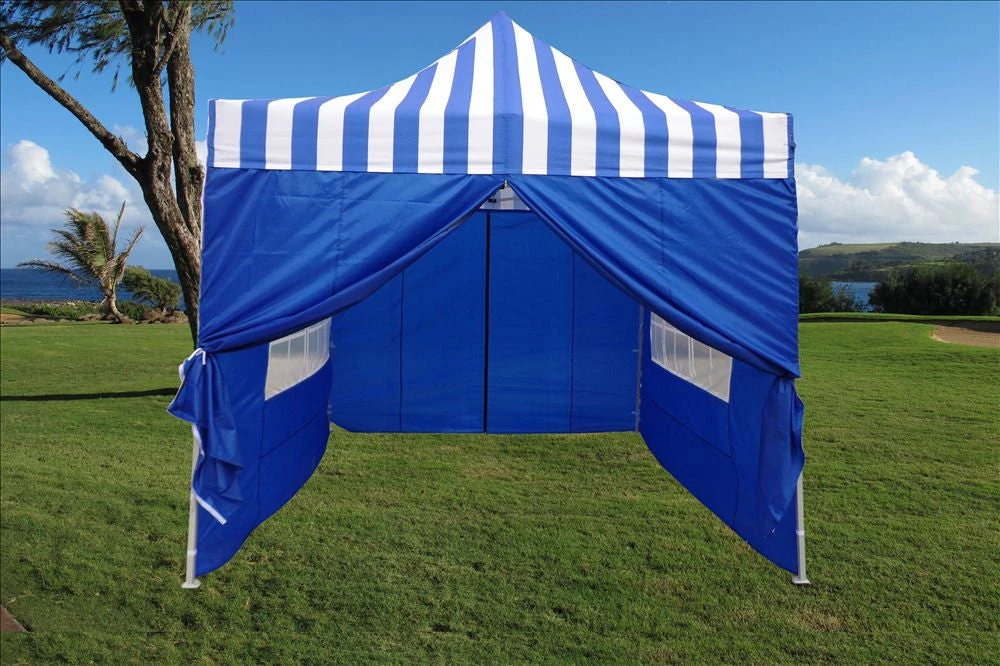 Delta Canopy F Model 10'x10' Blue Stripe - Pop Up Tent Pro 2 Delta Canopy F Model 10'x10' Blue Stripe - Pop Up Tent Pro