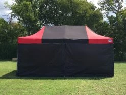 Delta Canopy F/S Model 10'x20' Black Red - Pop Up Tent Pro With Solid Walls