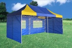Delta Canopy Pop Up Tents F Model 10'x20' Blue Yellow - Pop Up Tent Pro