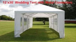 Delta Canopy Party Tents PE Tent 10'x30', 12'x30' & 15'x30' - Metal Connectors