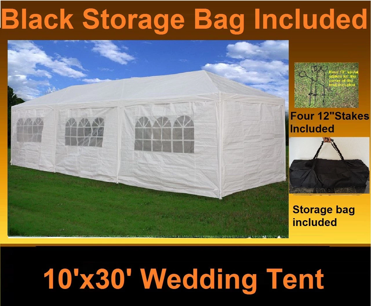 Delta Canopy Party Tents Wedding Tent 10'x30' White 1 Delta Canopy Party Tents Wedding Tent 10'x30' White